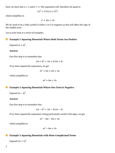 Lesson: Squaring Binomials | Nagwa