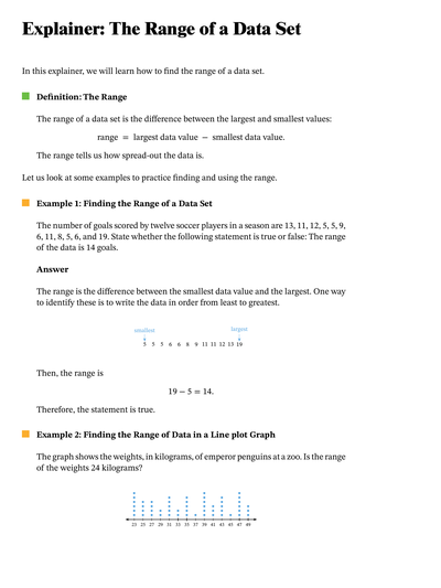 Lesson: The Range of a Data Set | Nagwa