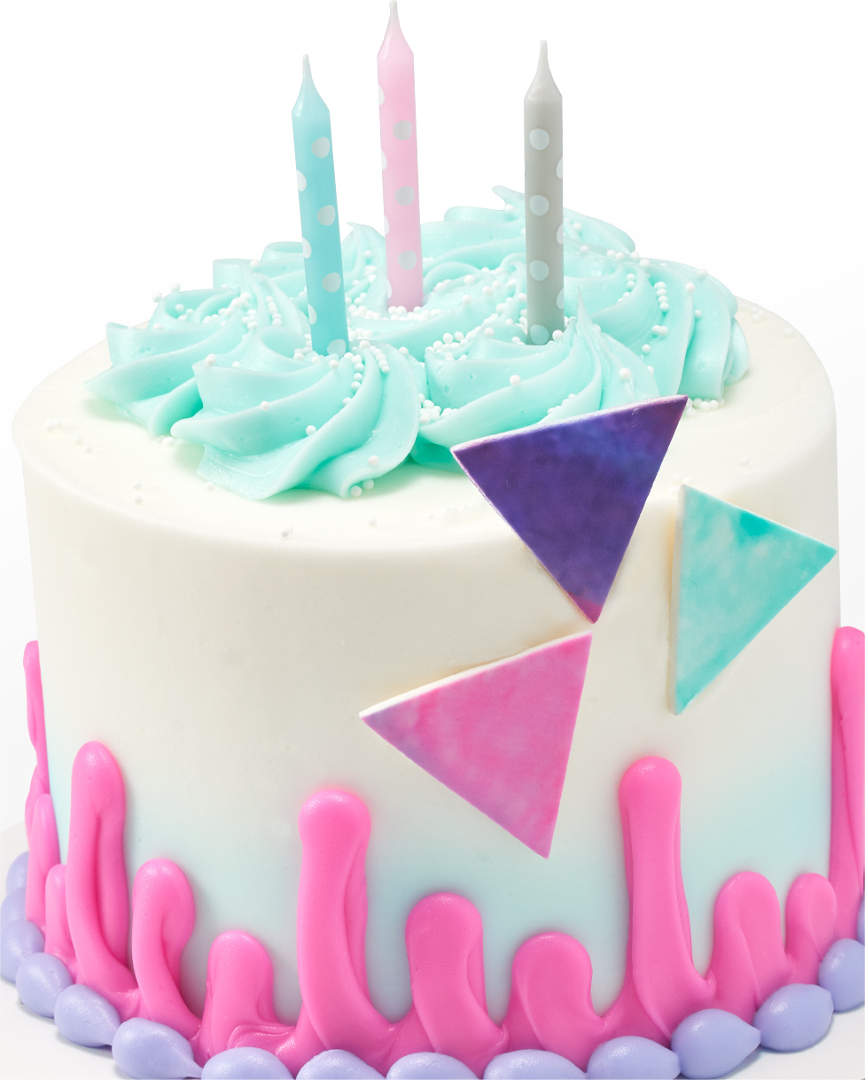 Cake with Candles and Triangles on Side