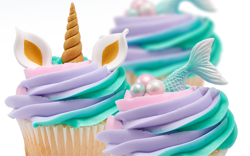Mini Unicorn and Mermaid Creations on Cupcakes