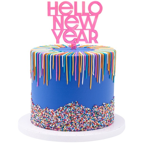 Hello New Year Cake Design