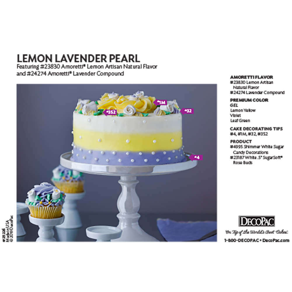 Amoretti Lemon Lavender Pearl Flavor Cake Decorating Instruction
