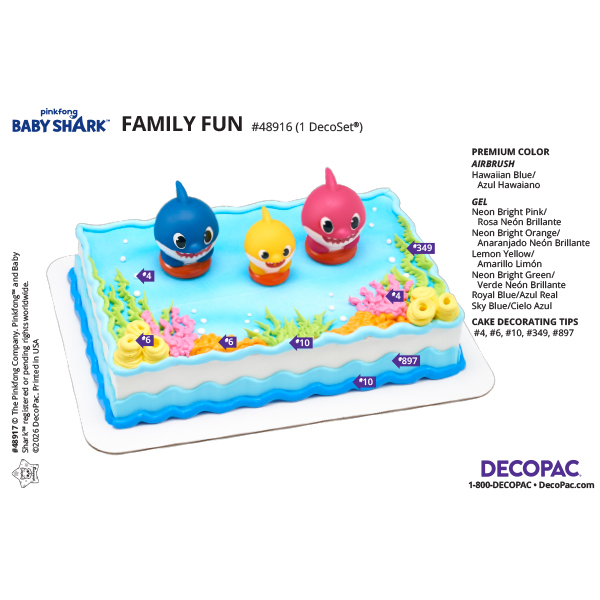 Baby Shark Family Fun Cake Decorating Instruction Card