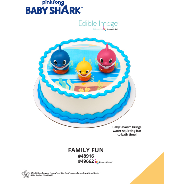 Baby Shark Family Fun The Magic of Cakes® PhotoCake® Enhanced Round Background Page