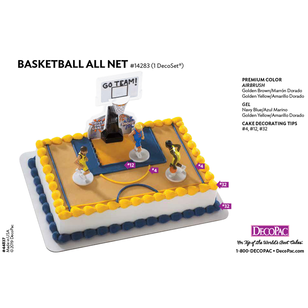 Basketball All Net Cake Decorating Instruction Card