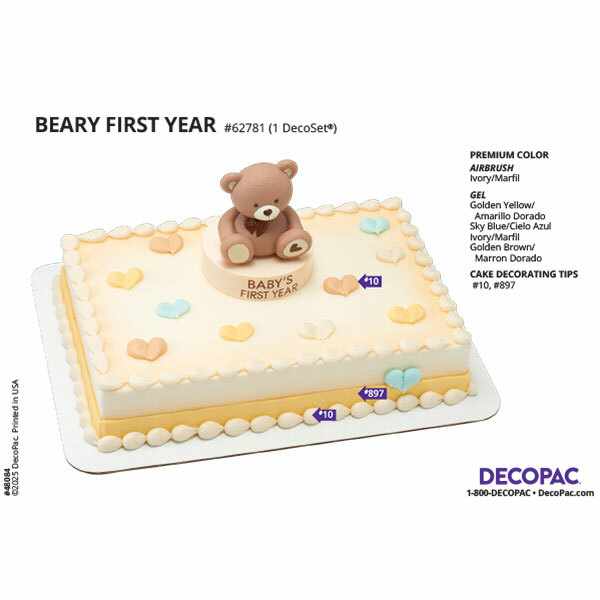 	 Beary First Year Cake Decorating Instruction Card