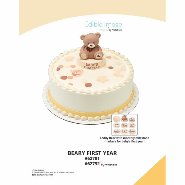 Beary First Year The Magic of Cakes® PhotoCake® Enhanced Round Background Page