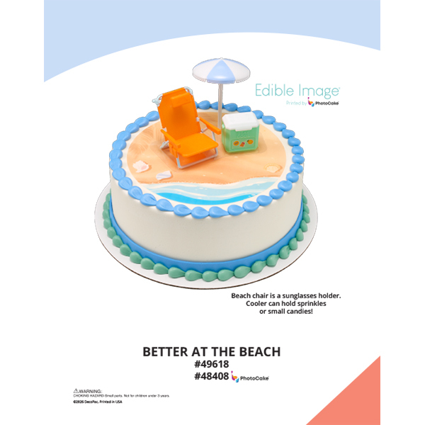 Better at the Beach The Magic of Cakes® PhotoCake® Enhanced Round Background Page