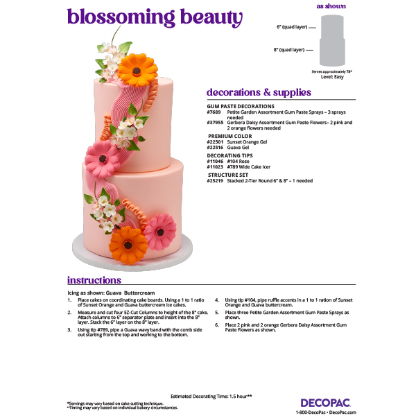 Blossoming Beauty Cake Decorating Instruction Card