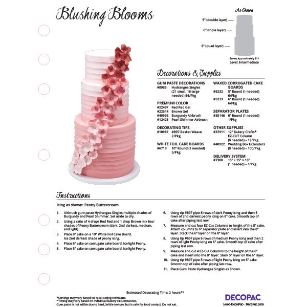 Blushing Blooms Decorating Instruction Card
