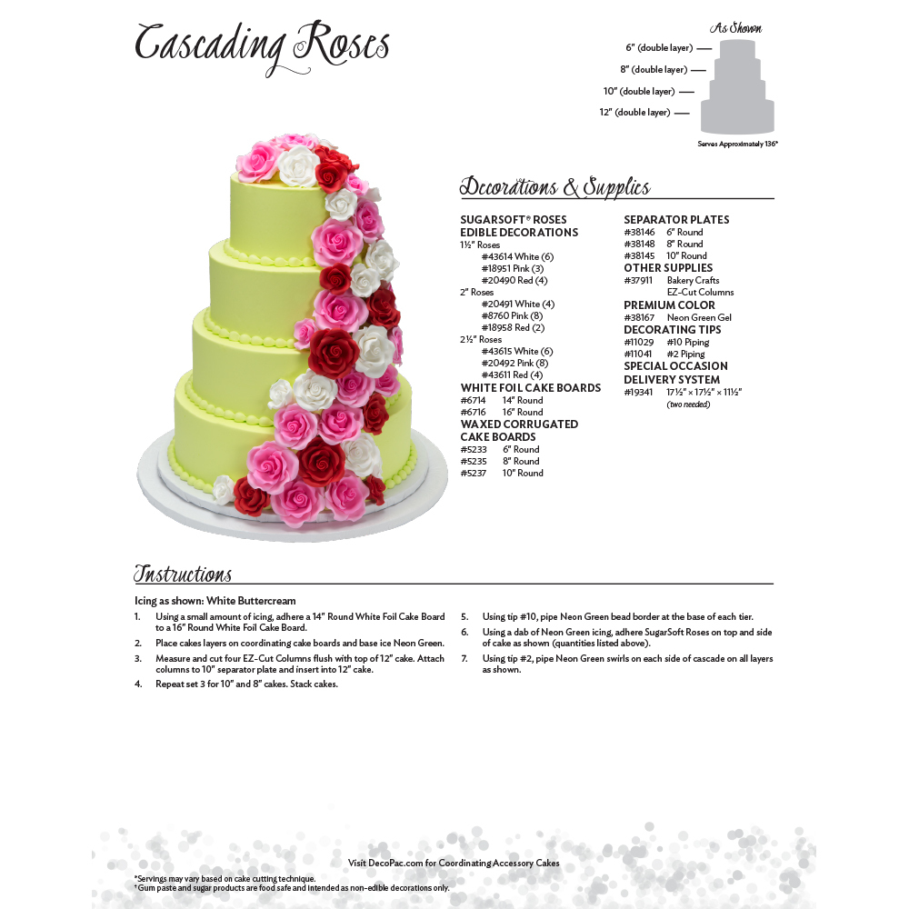 Cascading Roses Cake Decorating Instructions
