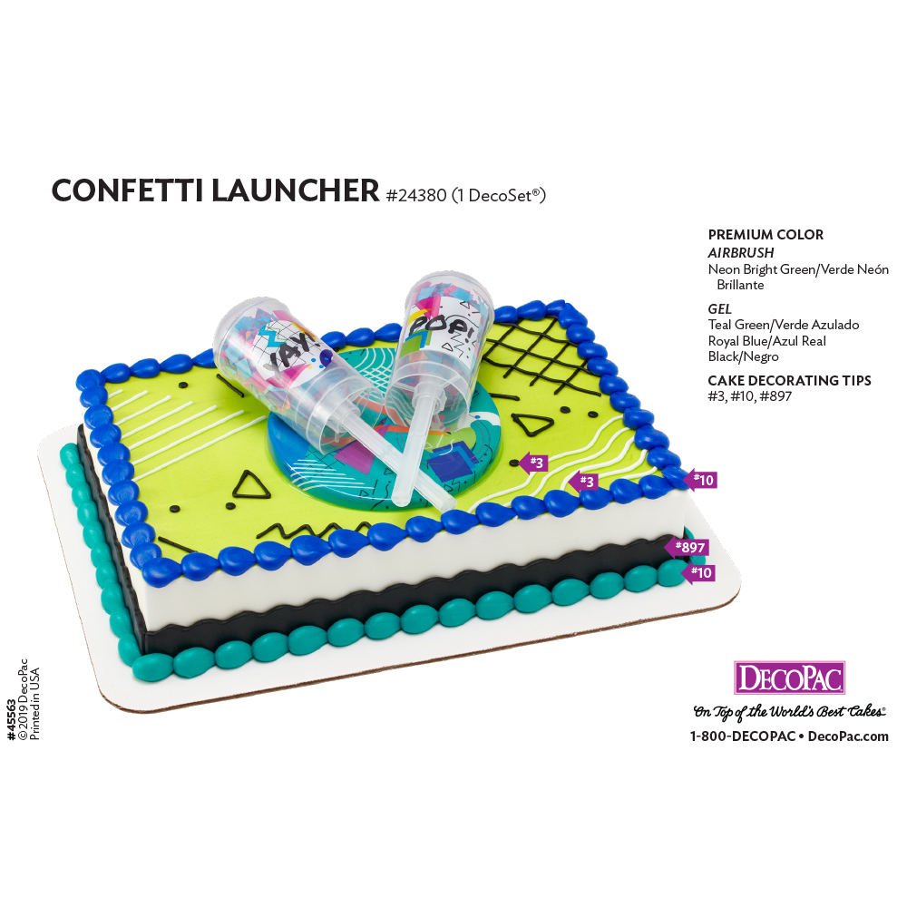 Confetti Launcher Cake Decorating Instruction Card
