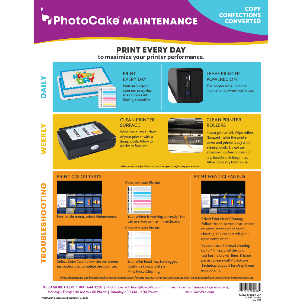 Copy Confections® Printer Maintenance Instructions