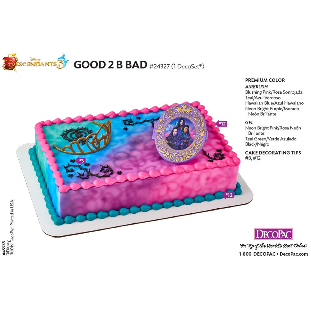 Descendants 3 Good 2 B Bad Cake Decorating Instruction Card