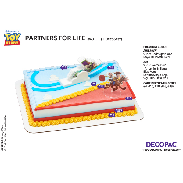 Disney and Pixar's Toy Story Partners For Life Cake Decorating Instruction Card