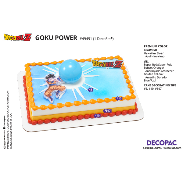 Dragon Ball Z Goku Power Cake Decorating Instruction Card
