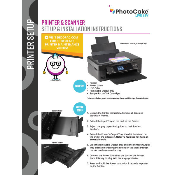 Epson New Printer Setup - PhotoCake® IV and PhotoCake® LIVE
