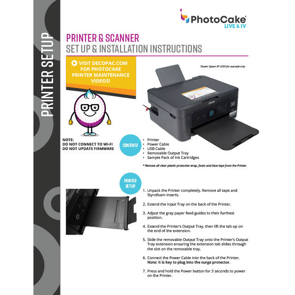 Epson XP-3200/XP-4200 New Printer Setup – PhotoCake® IV and PhotoCake® LIVE