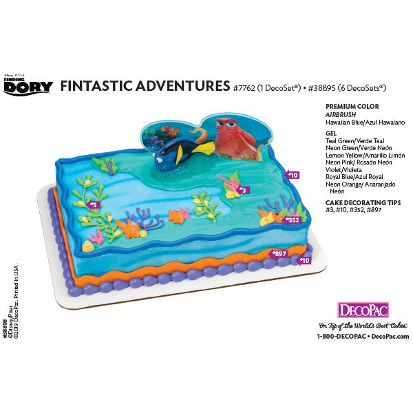 Finding Dory Fintastic Adventures Cake Decorating Instruction Card