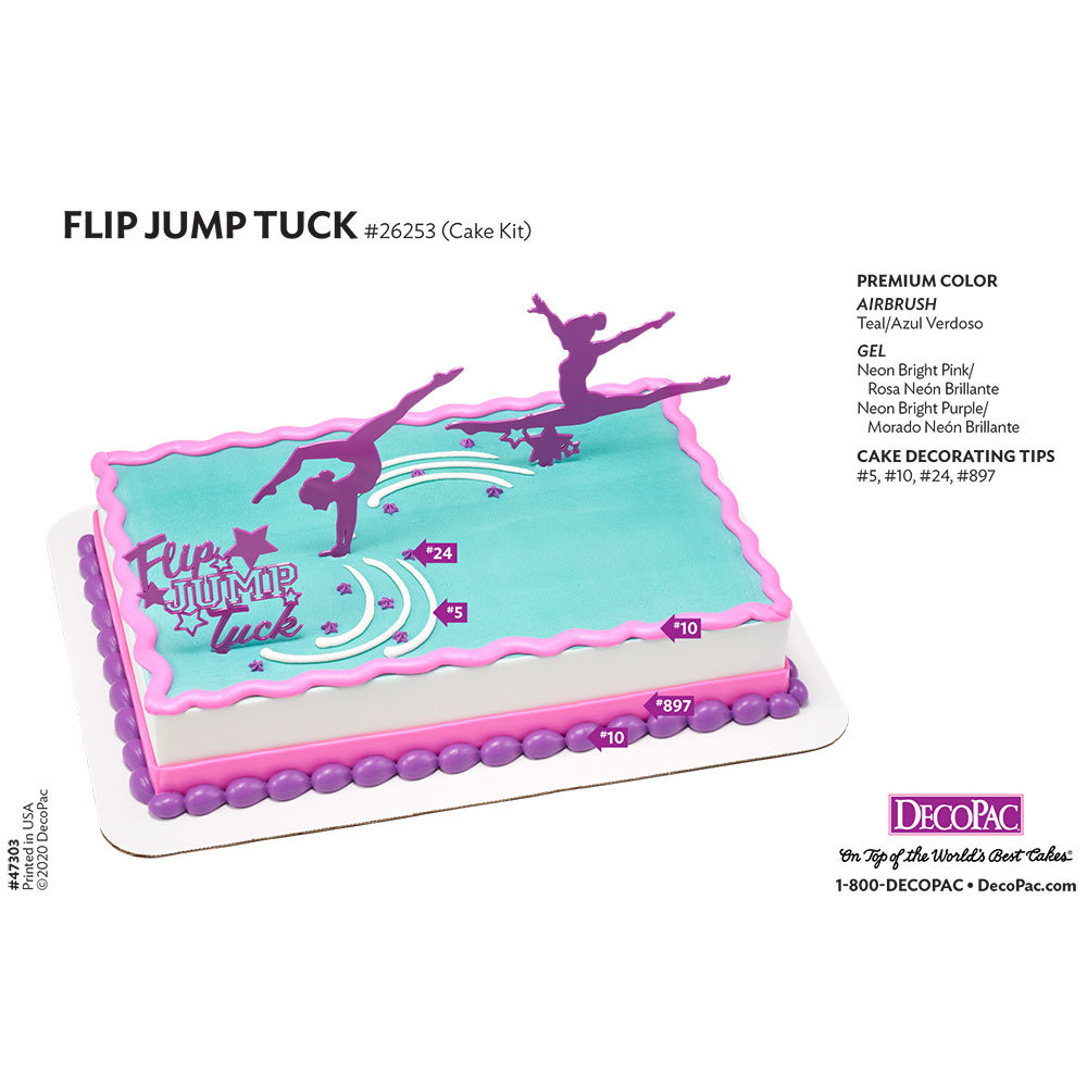 Flip, Jump, Tuck Cake Decorating Instruction Card