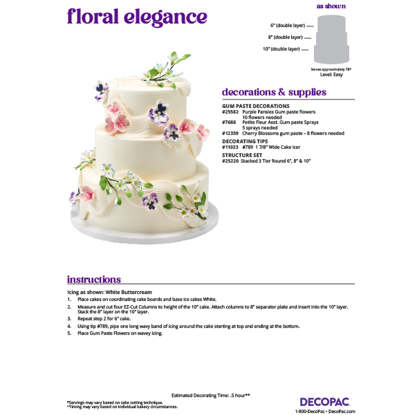 Floral Elegance Cake Decorating Instruction Card