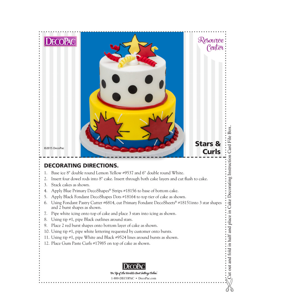Fondant Stars & Gum Paste Curls Stacked Cake Decorating Instructions
