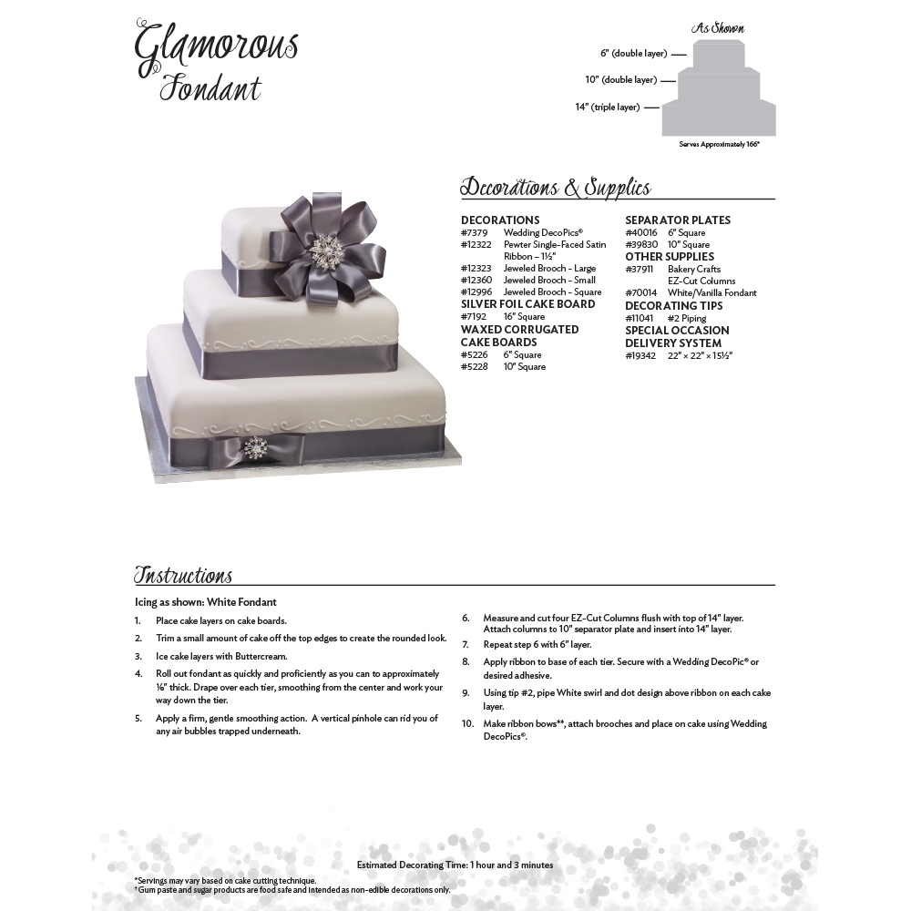 Glamorous Fondant Cake Decorating Instruction Card DecoPac