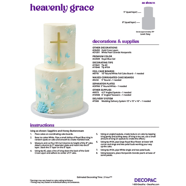 Heavenly Grace Cake Decorating Instruction Card