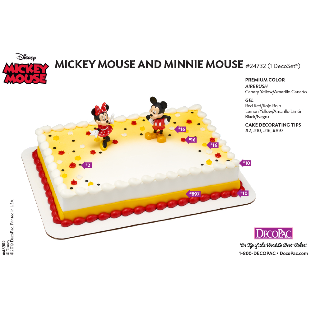 Mickey Mouse and Minnie Mouse Cake Decorating Instruction Card