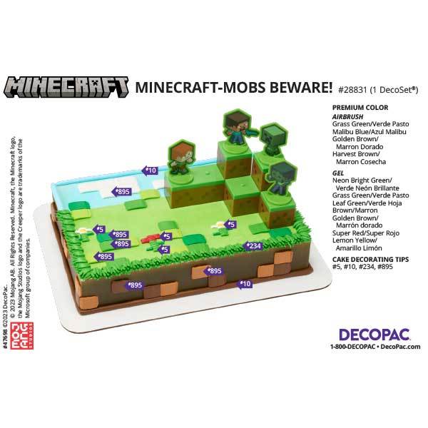MINECRAFT Mobs Beware! Cake Decorating Instruction Card