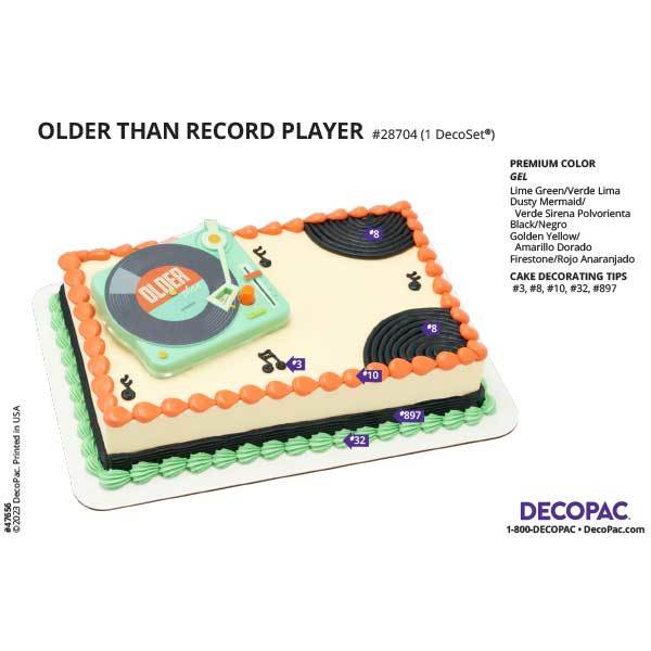 Older Than Record Player Cake Decorating Instruction Card