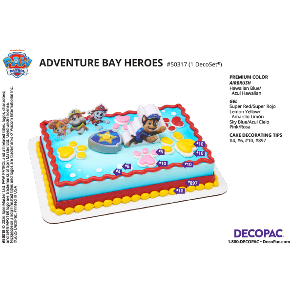 Paw Patrol Adventure Bay Heroes Cake Decorating Instruction Card