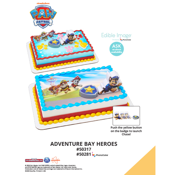 Paw Patrol Adventure Bay Heroes The Magic of Cakes® PhotoCake® Enhanced Background and Icing Page