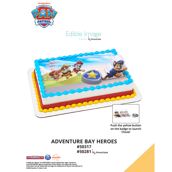Paw Patrol Adventure Bay Heroes The Magic of Cakes® PhotoCake® Enhanced Background Page