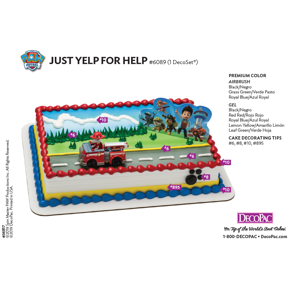 Paw Patrol Just Yelp For Help DecoSet® 1/4 Sheet Cake Decorating Instructions