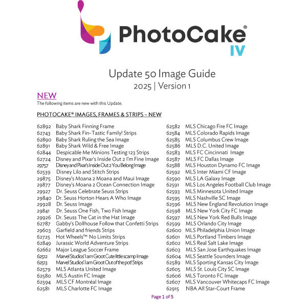 PhotoCake® IV Update 50 Image Guide