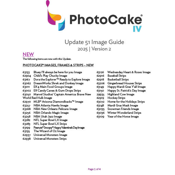 PhotoCake IV Update 51 Image Guide