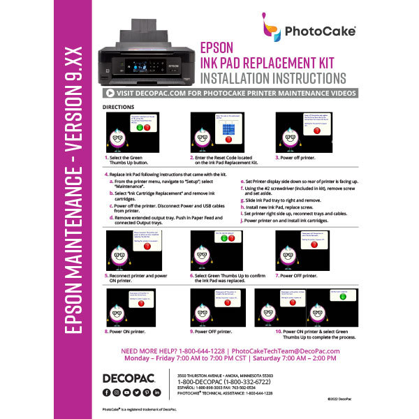 PhotoCake® IV Version 9 Ink Pad Replacement Kit Instructions