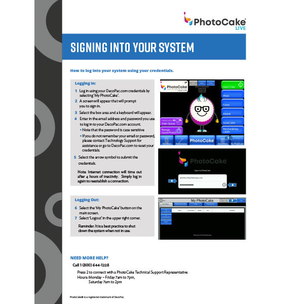 PhotoCake® LIVE - Login Instructions