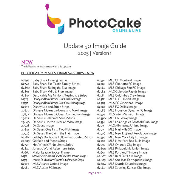 PhotoCake® Online & LIVE Update 50 Image Guide