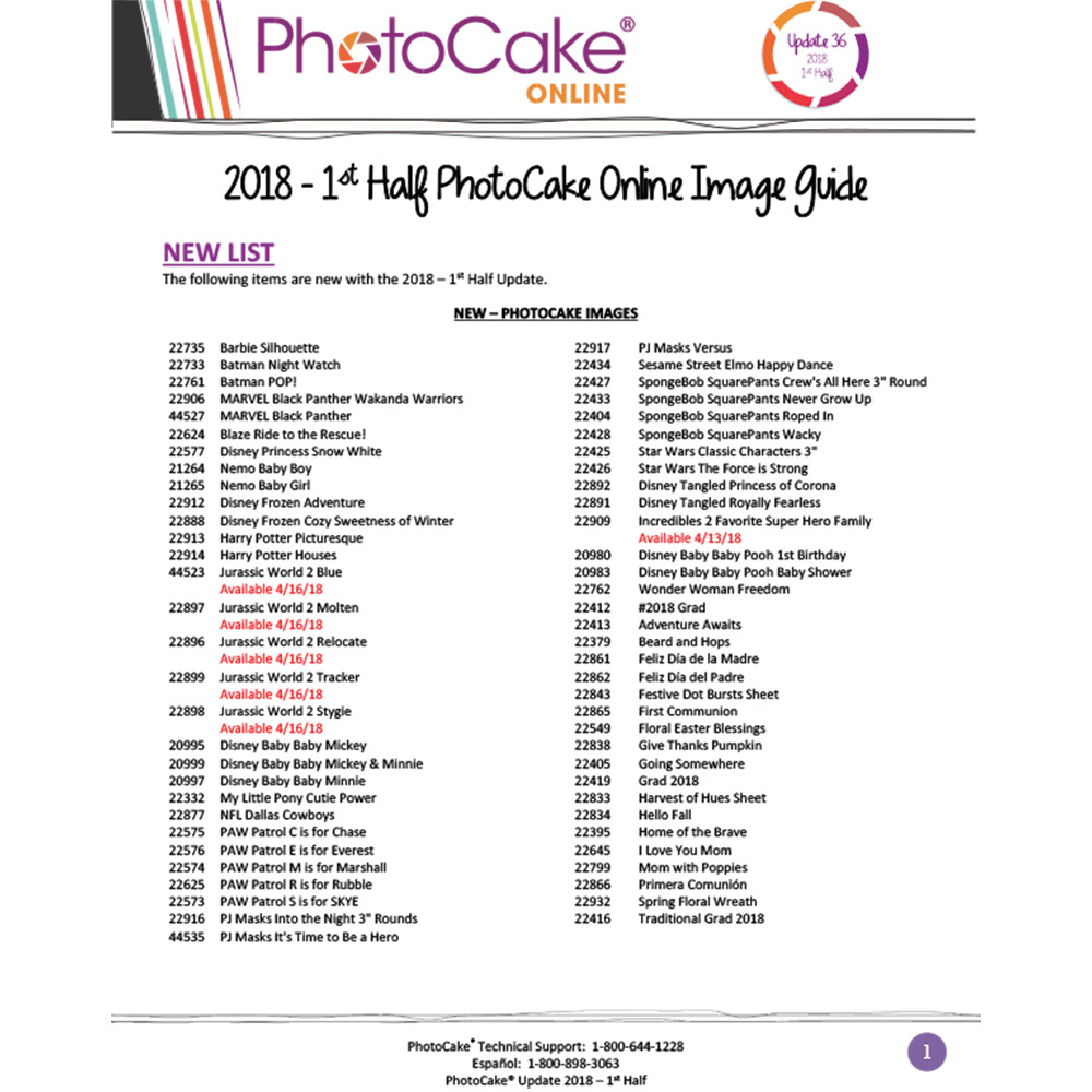 PhotoCake® Online Update 36 Enhancement Guide