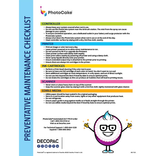 PhotoCake Preventative Maintenance Checklist