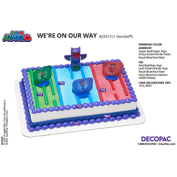 PJ Masks We're On Our Way! Cake Decorating Instruction Card