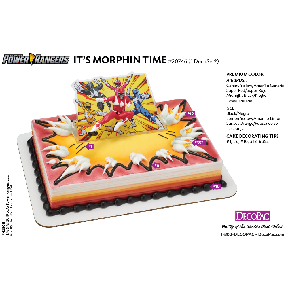 Power Rangers It's Morphin Time DecoSet® 1/4 Sheet Cake Decorating Instructions