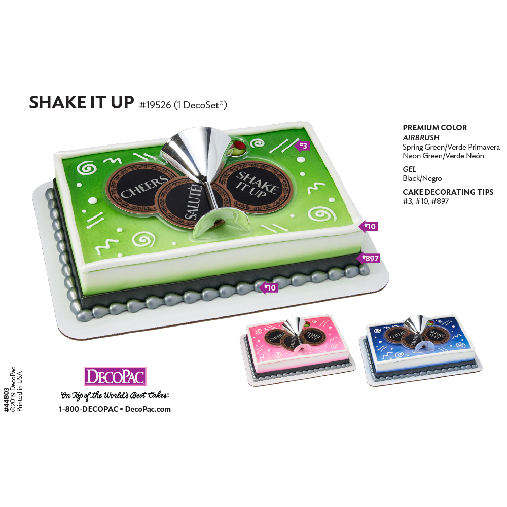 Shake it Up 1/4 Sheet Cake Decorating Instructions