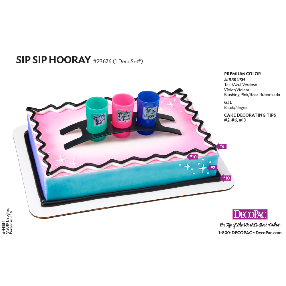 Sip Sip Hooray Cake Decorating Instruction Card