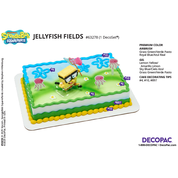 SpongeBob SquarePants Jellyfish Fields Cake Decorating Instruction Card