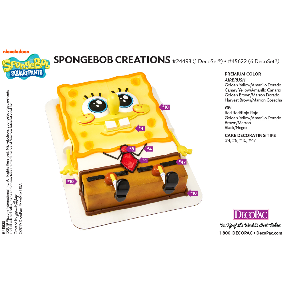 SpongeBob SquarePants SpongeBob Creations Cake Decorating Instruction Card