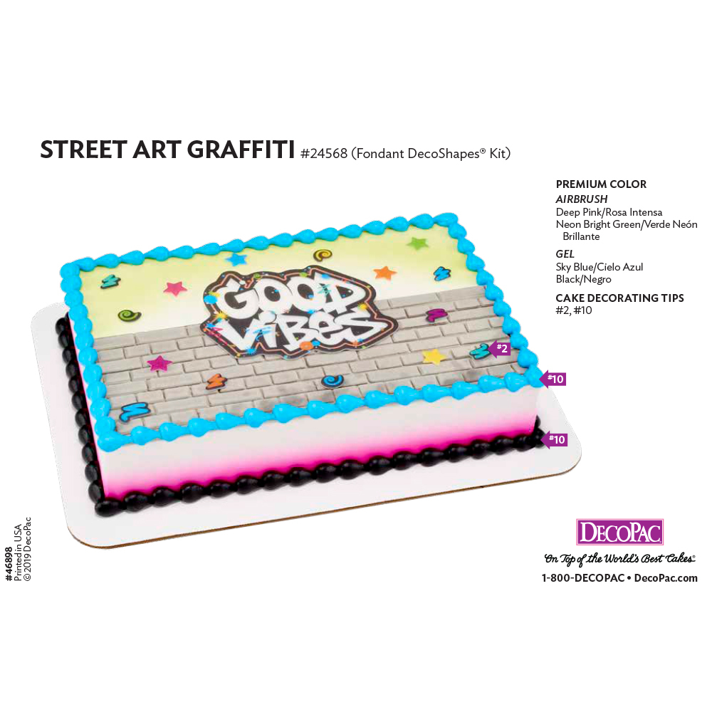 Street Art Graffiti Cake Decorating Instruction Card Decopac