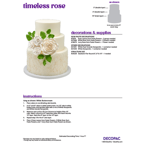 Timeless Rose Cake Decorating Instruction Card